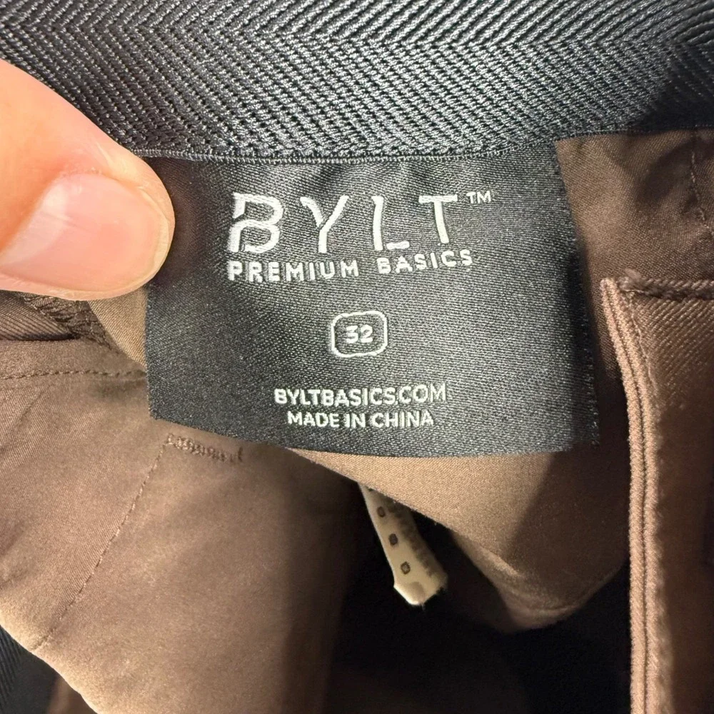 BYLT Pants Mens 32x30 Brown Slim Fit Executive Performance Chino Trousers Work